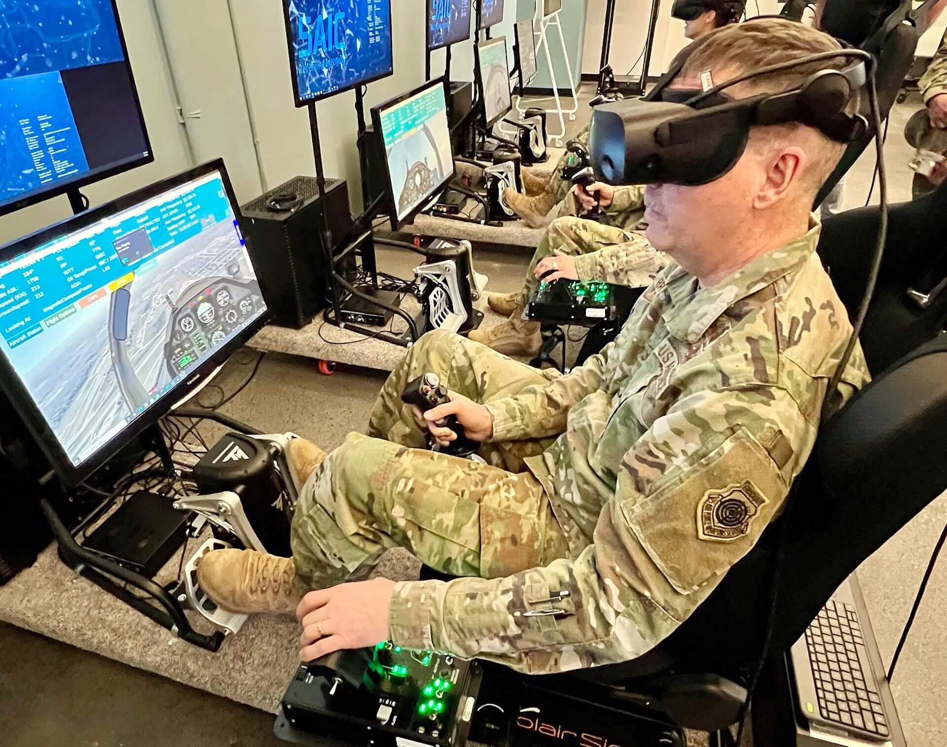 Soldier using vr for training